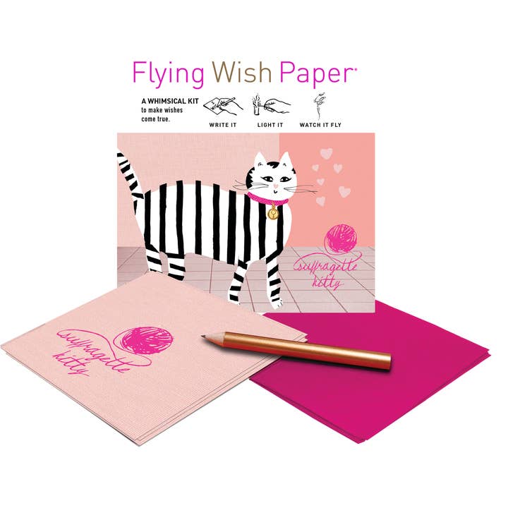 FLYING WISH PAPER ® - Wholesale Everyday Greeting Card - SUFFRAGETTE KITTY / 15 WISH PAPER™ / Empowerment Ritual Gift3