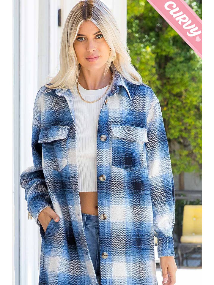 Sweet Lovely by Jen - Wholesale Shirt Jacket/Shacket - Women's - PLUS SIZE SHACKET /PLAID COAT13