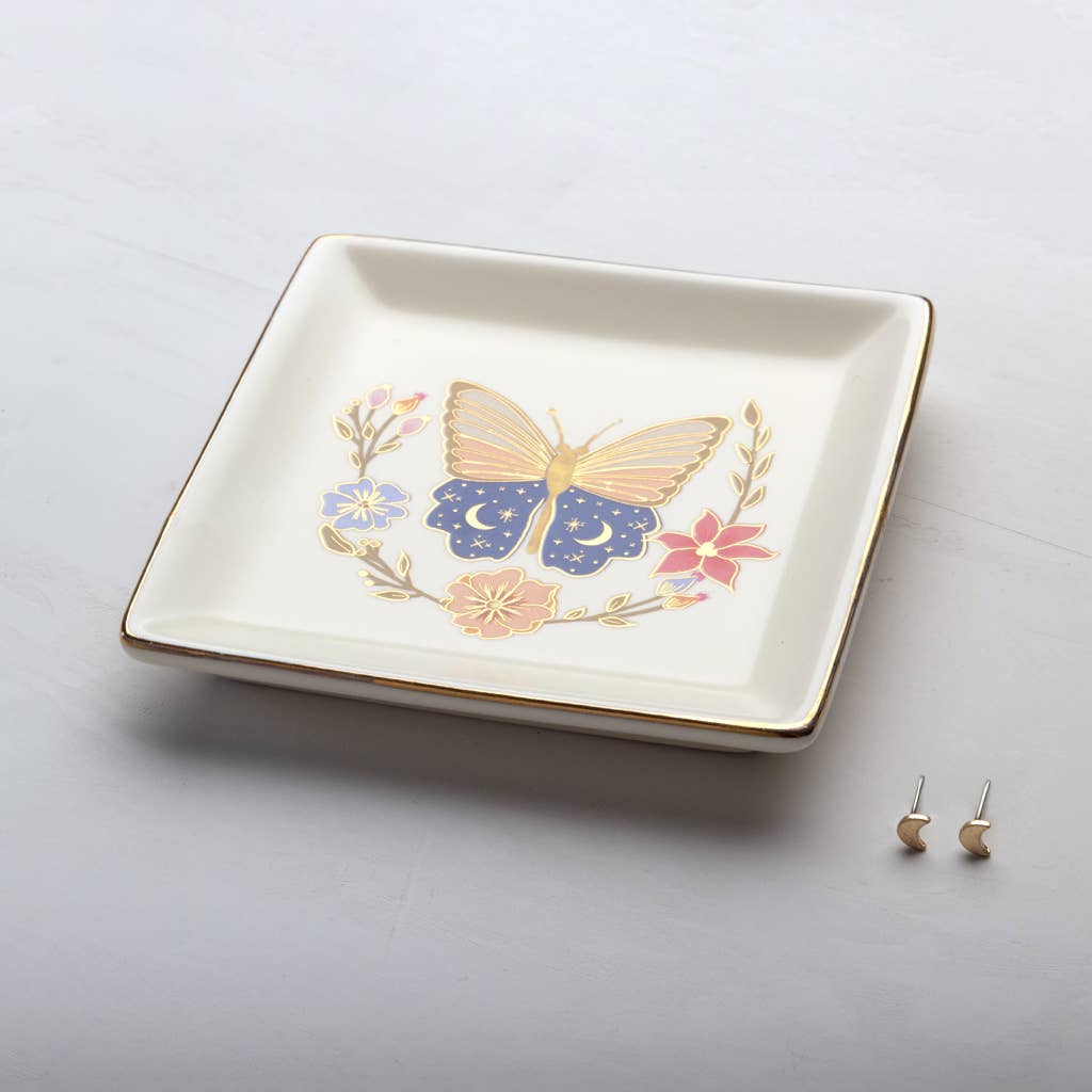 Scout Curated Wears - Wholesale Jewelry Dish - Jewelry Dish & Stud Earring Set - Butterfly/Cream 2