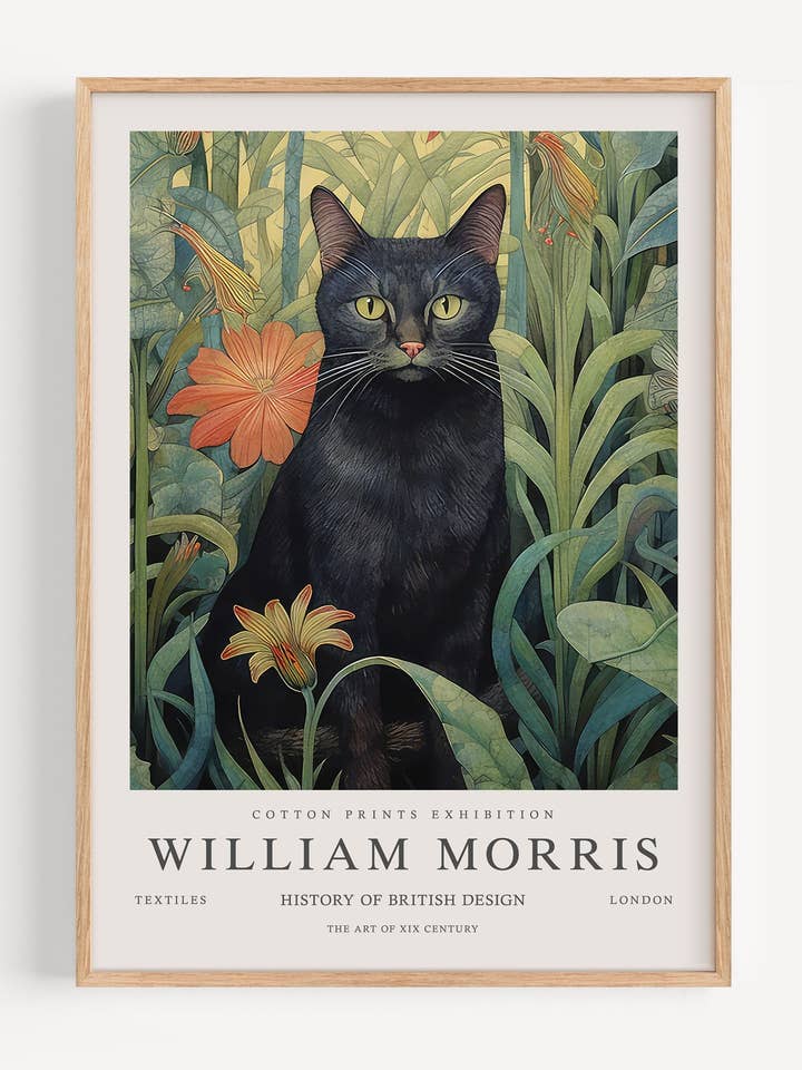 William Morris Gato Preto I53-23 por atacado de Peardrop Prints