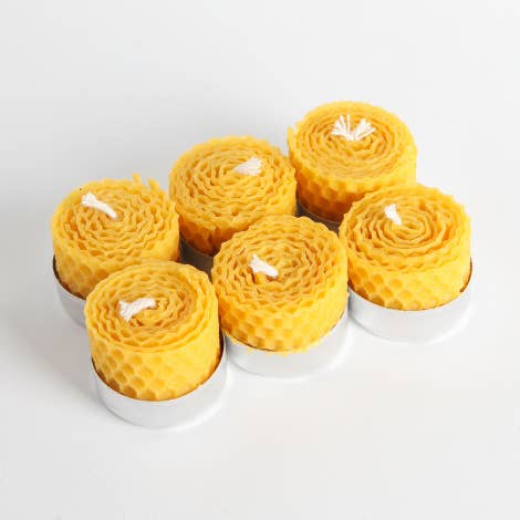 Tealight de cera de abelha natural (6 unidades) por atacado de Root Aromaterapi