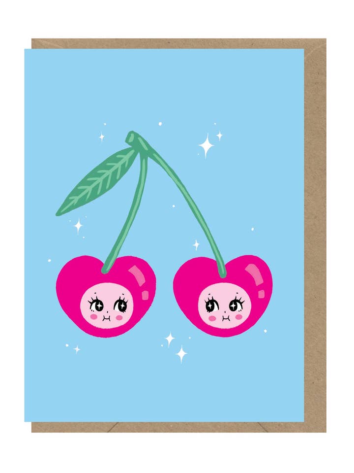 LITT11 Cherries Blank Mini Card for wholesale by Earlybird Designs