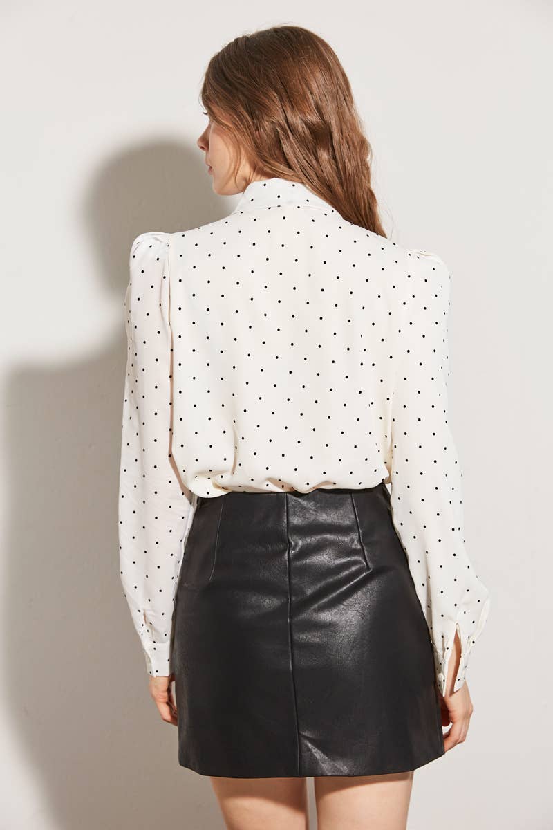 ELLI WHITE - Wholesale Button Down Shirt - Women's - Polka dot shirt with decorative bows2