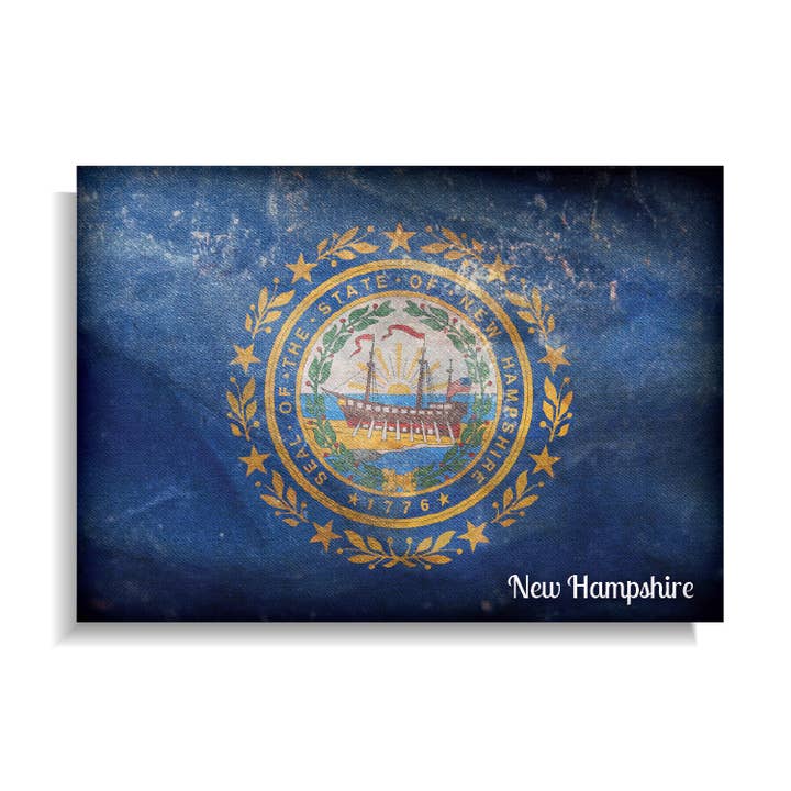 Magnet: New Hampshire Distressed US State Flag for wholesale by BetterMagnets.com by Design Studio 88 Inc