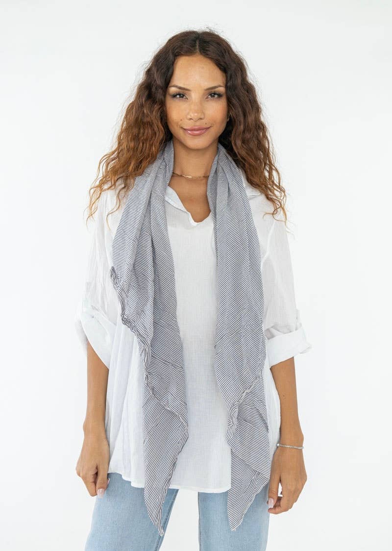 100% COTTON WHITE SHIRT WITH STRIPED SCARF for wholesale on Faire1
