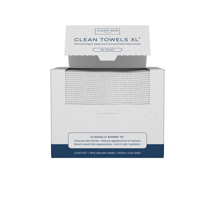 Clean Skin Club - Wholesale Face & Body Wipes - Clean Towelsâ„¢ XL, Disposable Face Towels, 50 Count