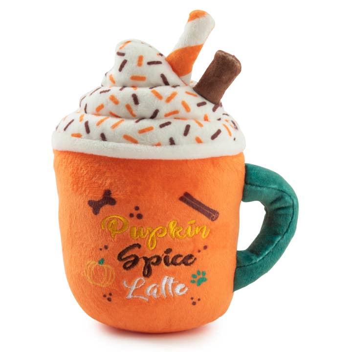 Pupkin Spice Latte Mug Halloween Fall Dog Toy for wholesale by Haute Diggity Dog