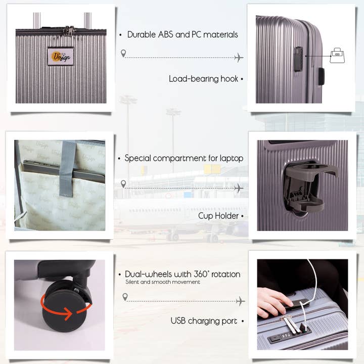 Biggbrands - Wholesale Luggage - Biggdesign Moods Up Luggage with Cup Holder and USB Port2