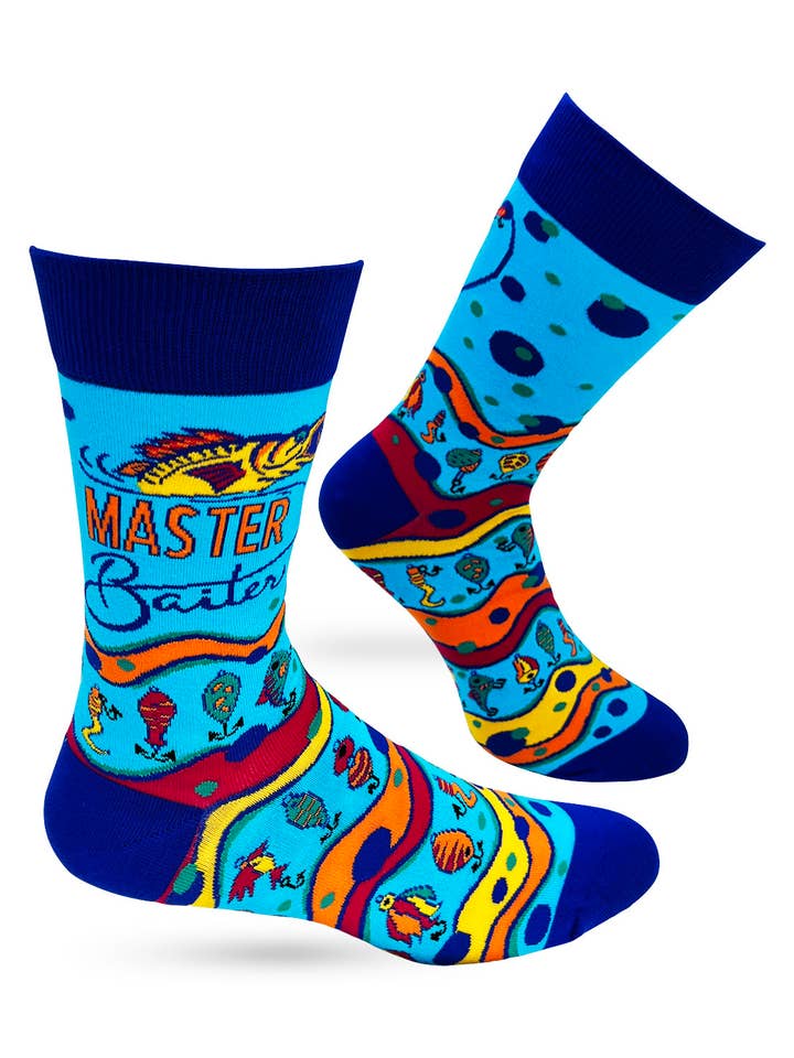Master Baiter Men's Novelty Crew Socks for wholesale by Fabdaz