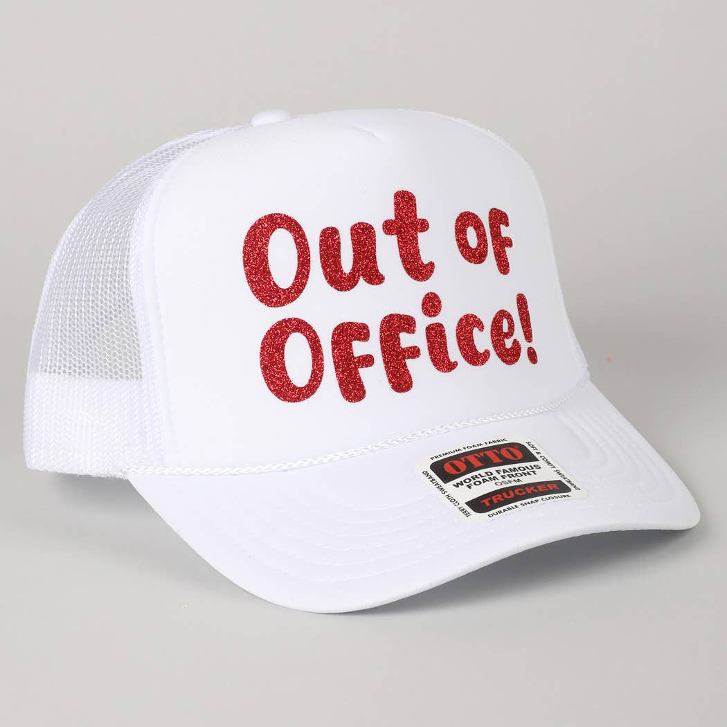 Fashion City - Wholesale Trucker Hat - Unisex - Out of Office Glitter Letter Logo Foam Trucker Hat26