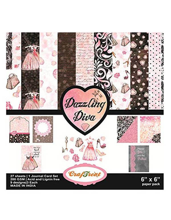 CrafTreat - Wholesale Scrapbook - Dazzling Diva Paper Pack 6x6 Inches