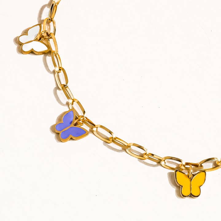 Multi-farvet Villa 18K Guld Ikke-plettet Flerfarvet Sommerfugleankler for engroshandel på Faire1