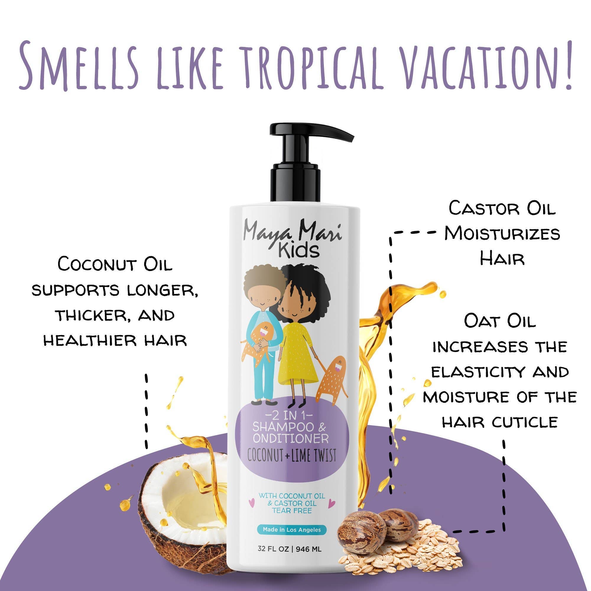 Maya Mari Kids Haircare - Wholesale Hair Conditioner - Baby - Maya Mari Kids 2-in-1 Shampoo and Conditioner With Coconut1