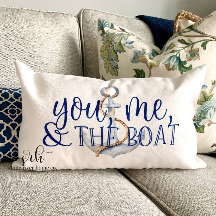 You me and the boat Pillow Cover | Beach Themed Decor | Su for wholesale by Stone River Home Co