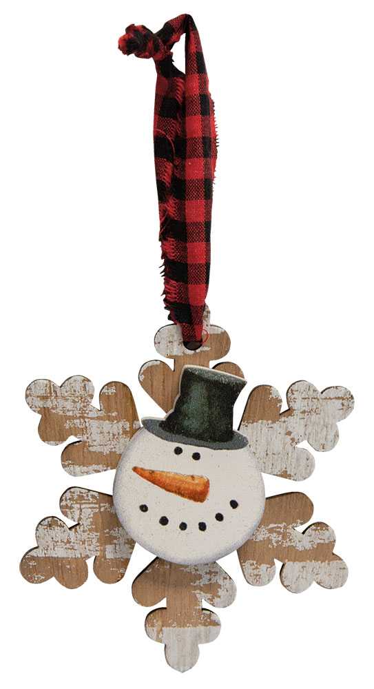 The Hearthside Collection - Wholesale Ornament Set - Happy Snowman Snowflake Christmas Ornament, 3 Assorted2