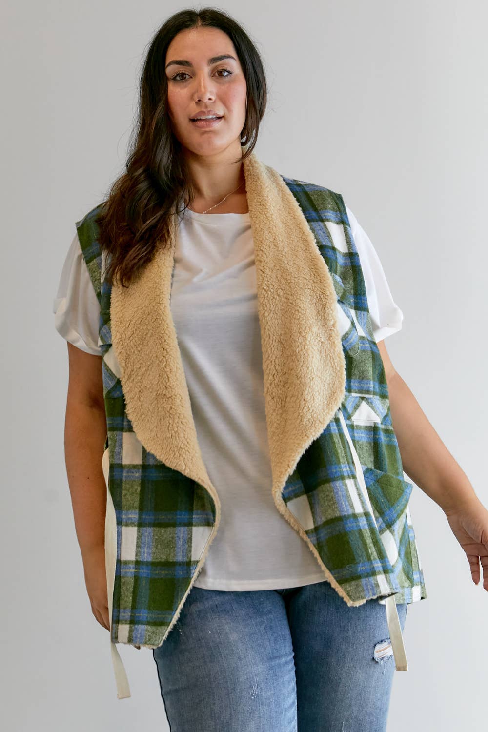 Davi & Dani - Vente Veste – femme - VESTE À MANCHES LONGUES À CARREAUX PLUS5