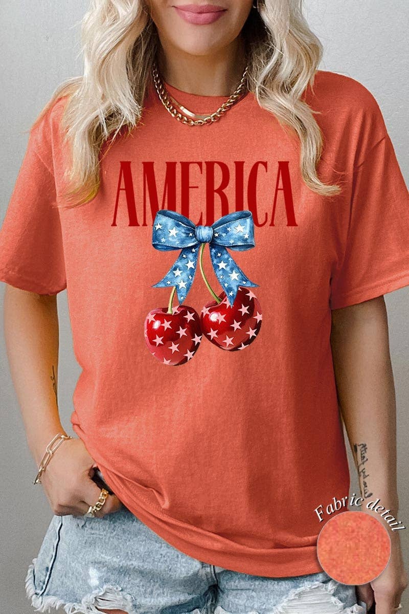COLORBEAR - Wholesale T-Shirt (Graphic) - Women's - America Cherries Graphic Heavy Cotton Tee6
