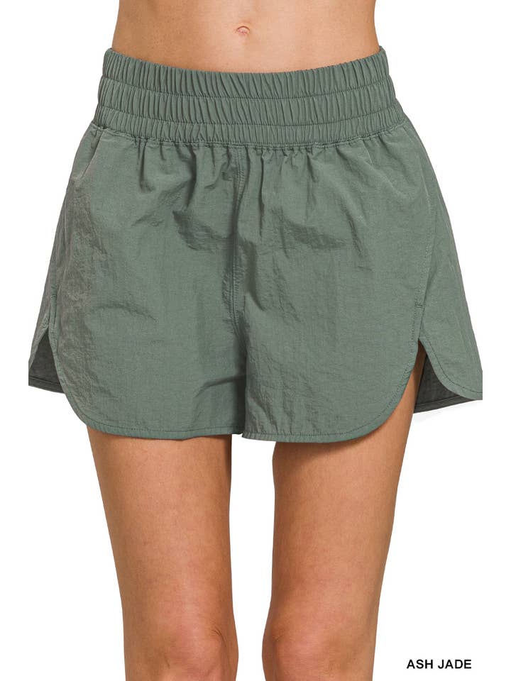 Vanilla Monkey - Wholesale Athletic Shorts - Women's - Windbreaker Smocked Waistband Running Shorts