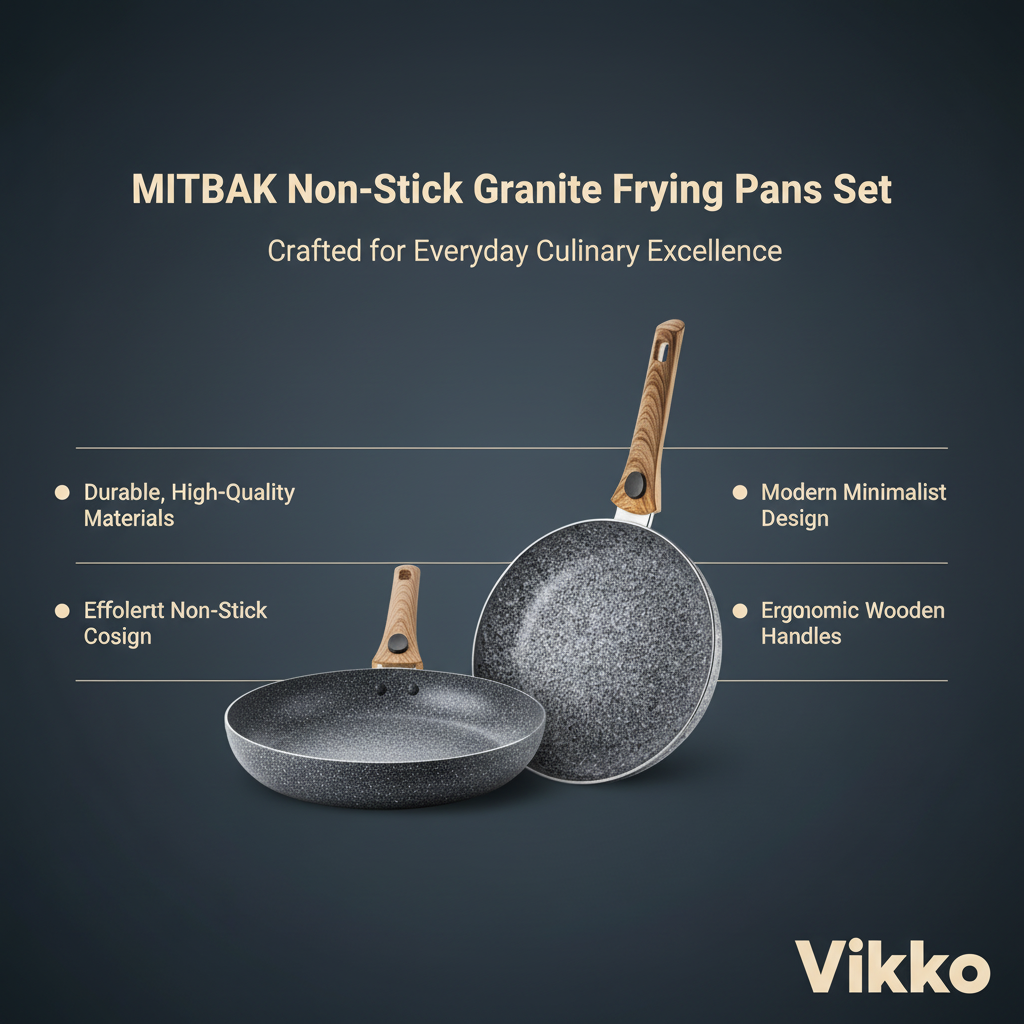 Kadra Kitchenware - Wholesale Pan - MITBAK Non-Stick Granite Frying Pans Set with Wooden Handle3
