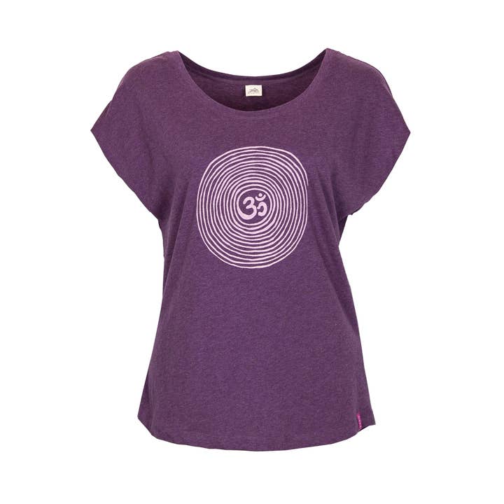 Jaya - Wholesale Screen Printed T-Shirt - Women's - Om yoga shirt, Om spiral front print, melange look, dance, yoga2