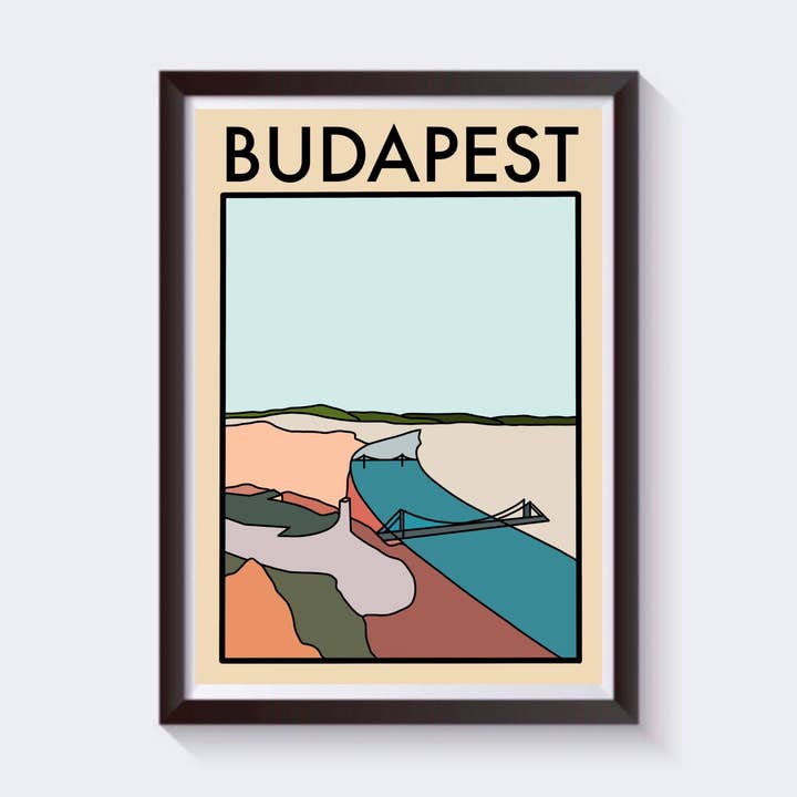 Stampa da viaggio minimalista Budapest - Disponibile in 6 misure per la vendita all'ingrosso da parte di 2 Sisters