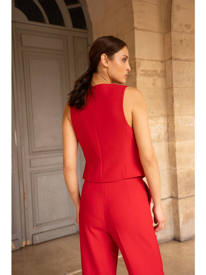 Attentif Paris – Colete de fato – Mulher por atacado – Colete ajustado de alfaiate em tecido de inverno19