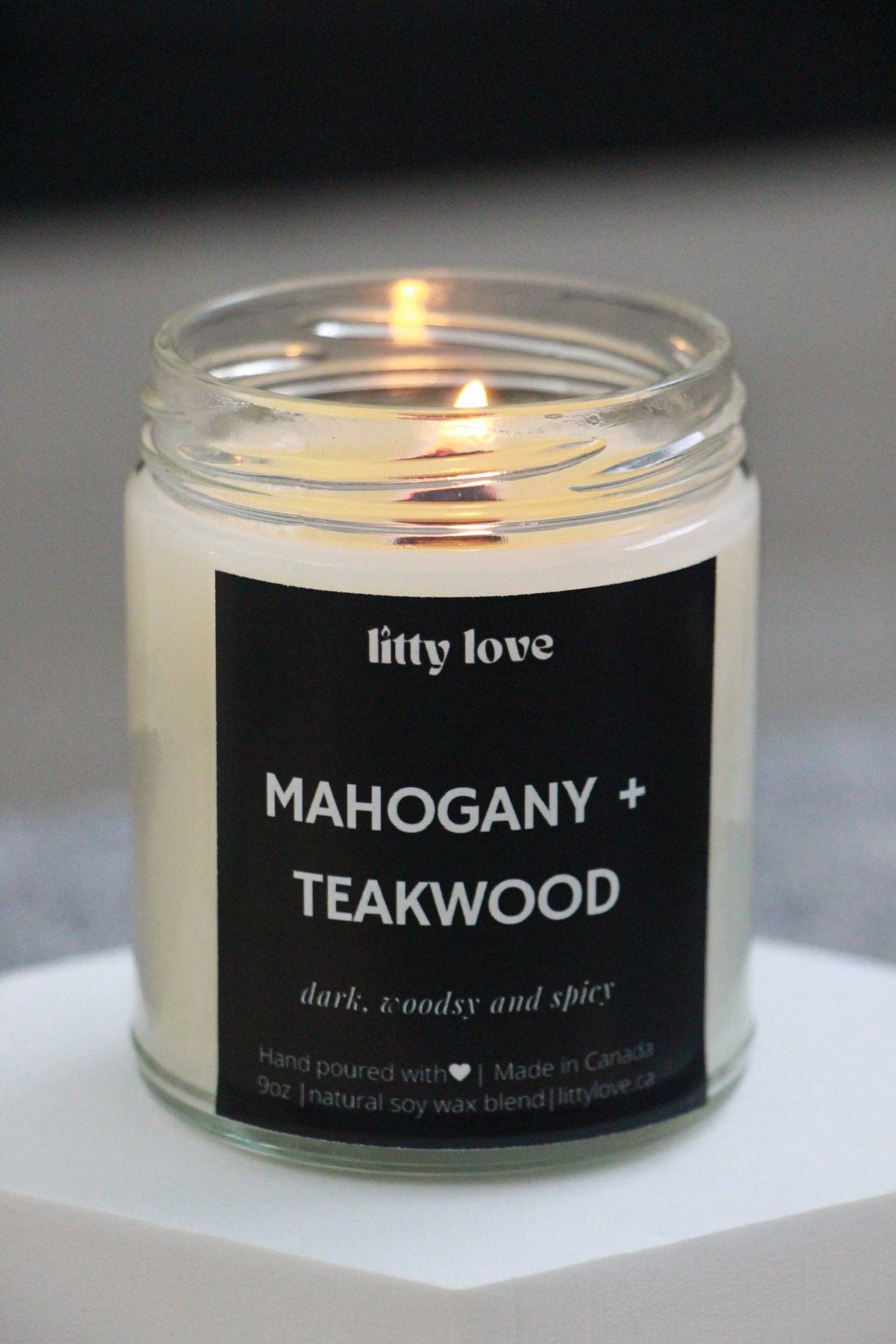 litty love - Wholesale Jar/Filled Candle - mahogany & teakwood  - 9oz candle1