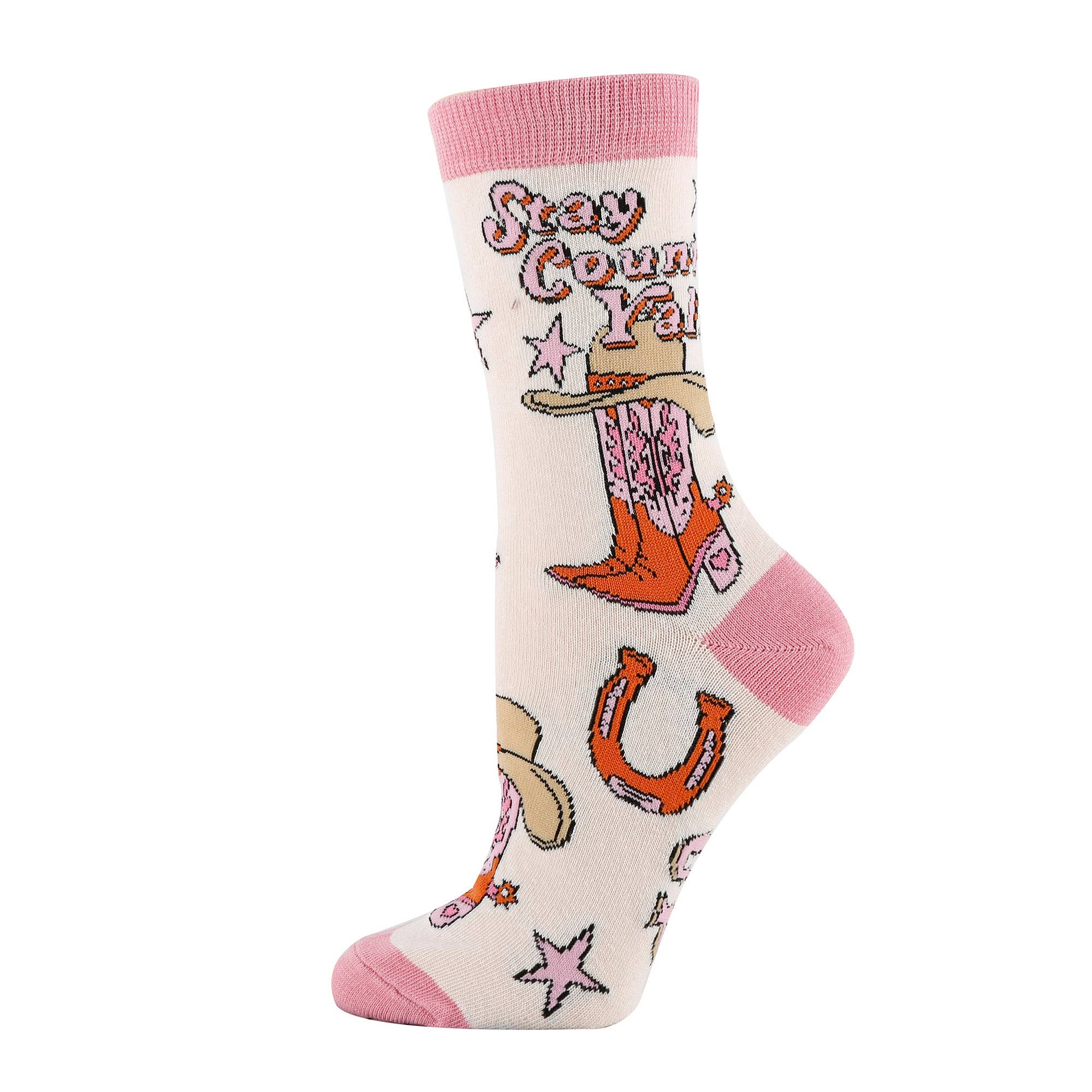 Oooh Yeah/Sock It Up/Oooh Geez Slippers - Wholesale Socks - Women's - Giddy Up | Women's Western Fun Saying Crew Socks2