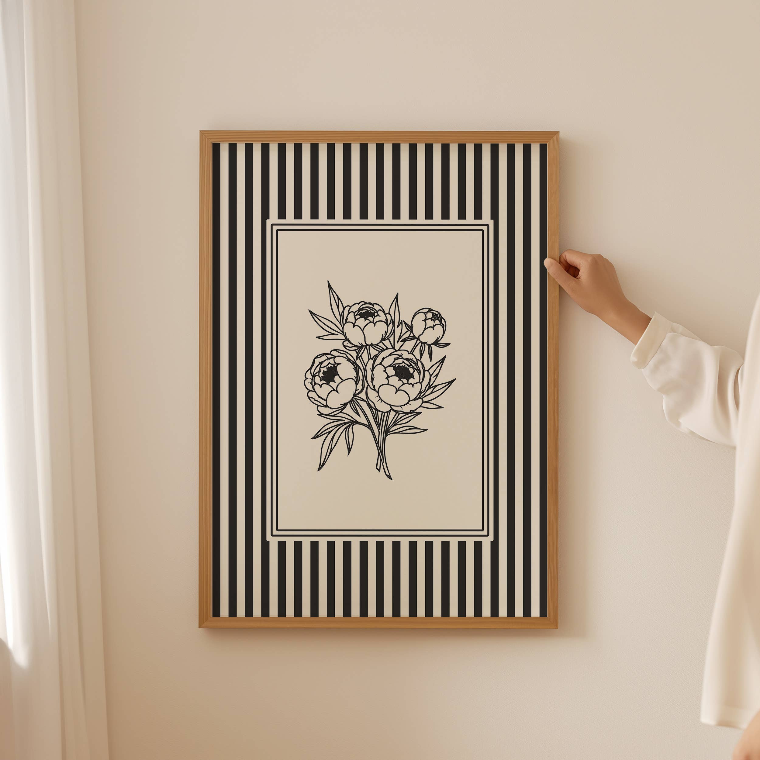 Paperly Creative Co - Wholesale Art Print - Minimalist Black & White Peonies Art Print II10