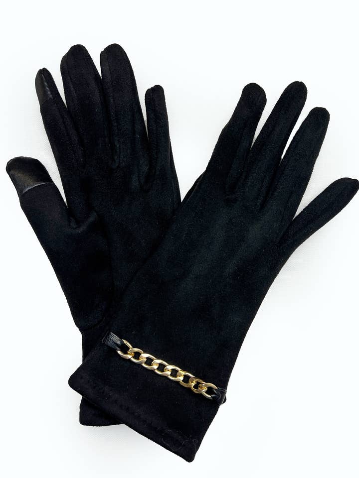 Suede Glove with Chain Detail for wholesale by Marcus Adler