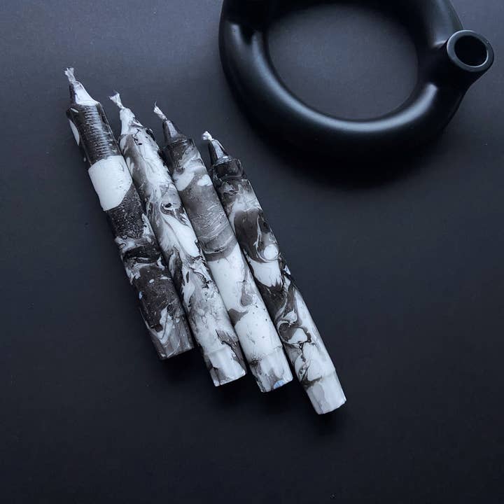 Miss Wildhorse - Wholesale Tapered candle/candlestick - Dip dye candle marble black5