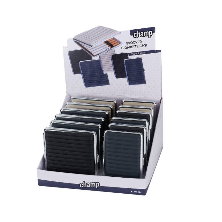 Gerippte Zigarettenetuis 2 Formate x12 für den Großhandel von Champ by Polyflame