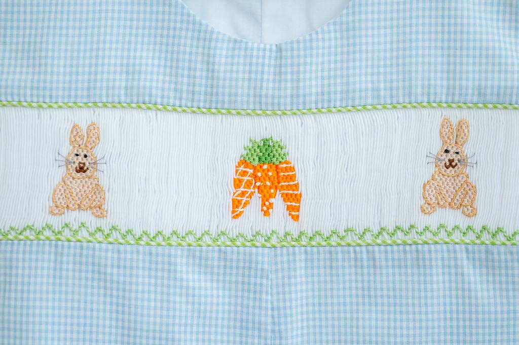 Ruth and Ralph - Wholesale Bodysuit (Non-Footed) - Baby - Easter Bunny and Carrots Smocked Henry Bubble2
