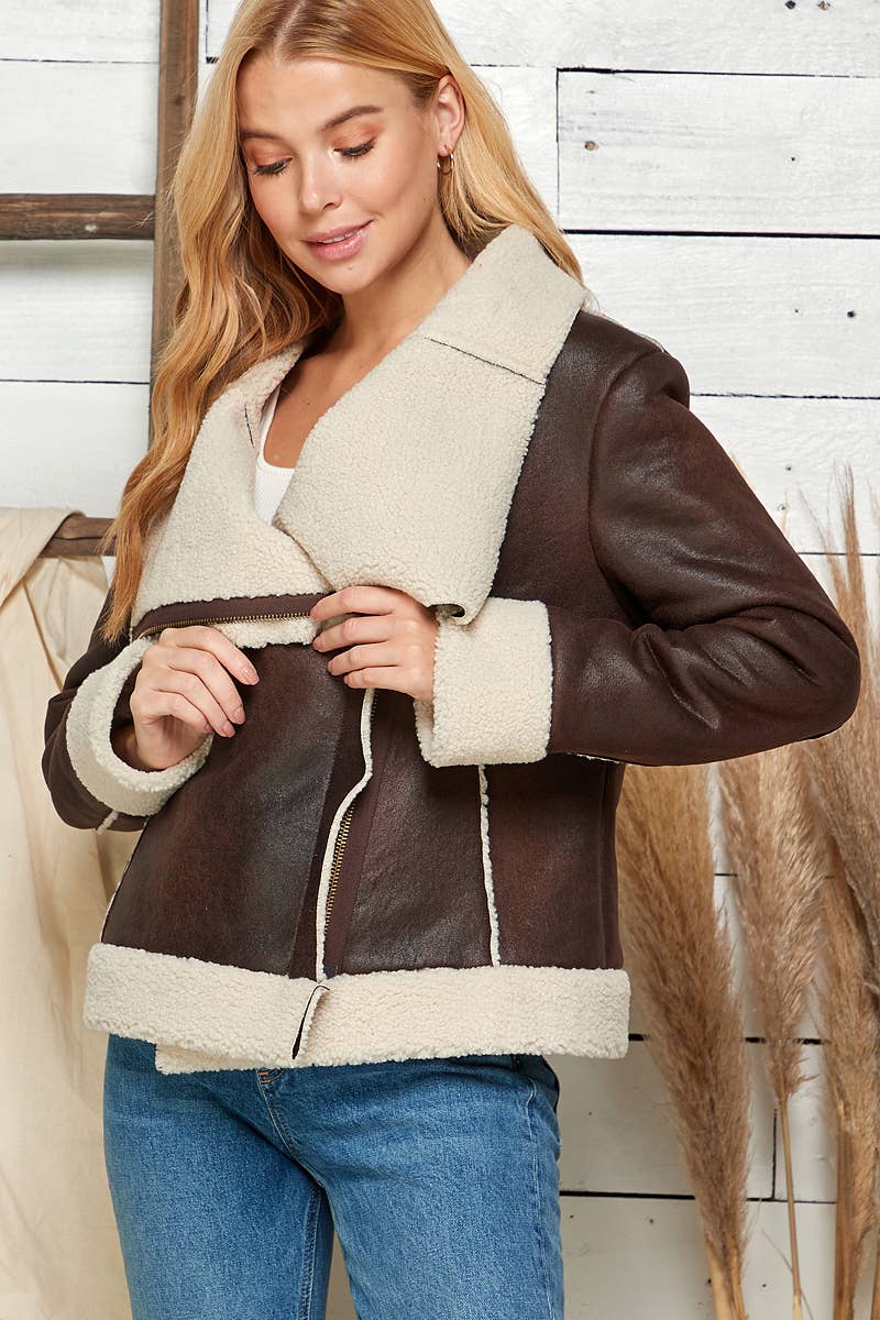 MARRÓN Chaqueta de cuero sintético Timberline de venta al por mayor en Faire2