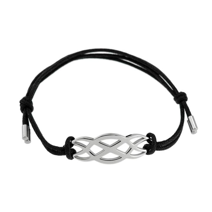 Stainless Steel Infinity Knot Adjustable Cord Bracelet for wholesale by Joyful Sentiments