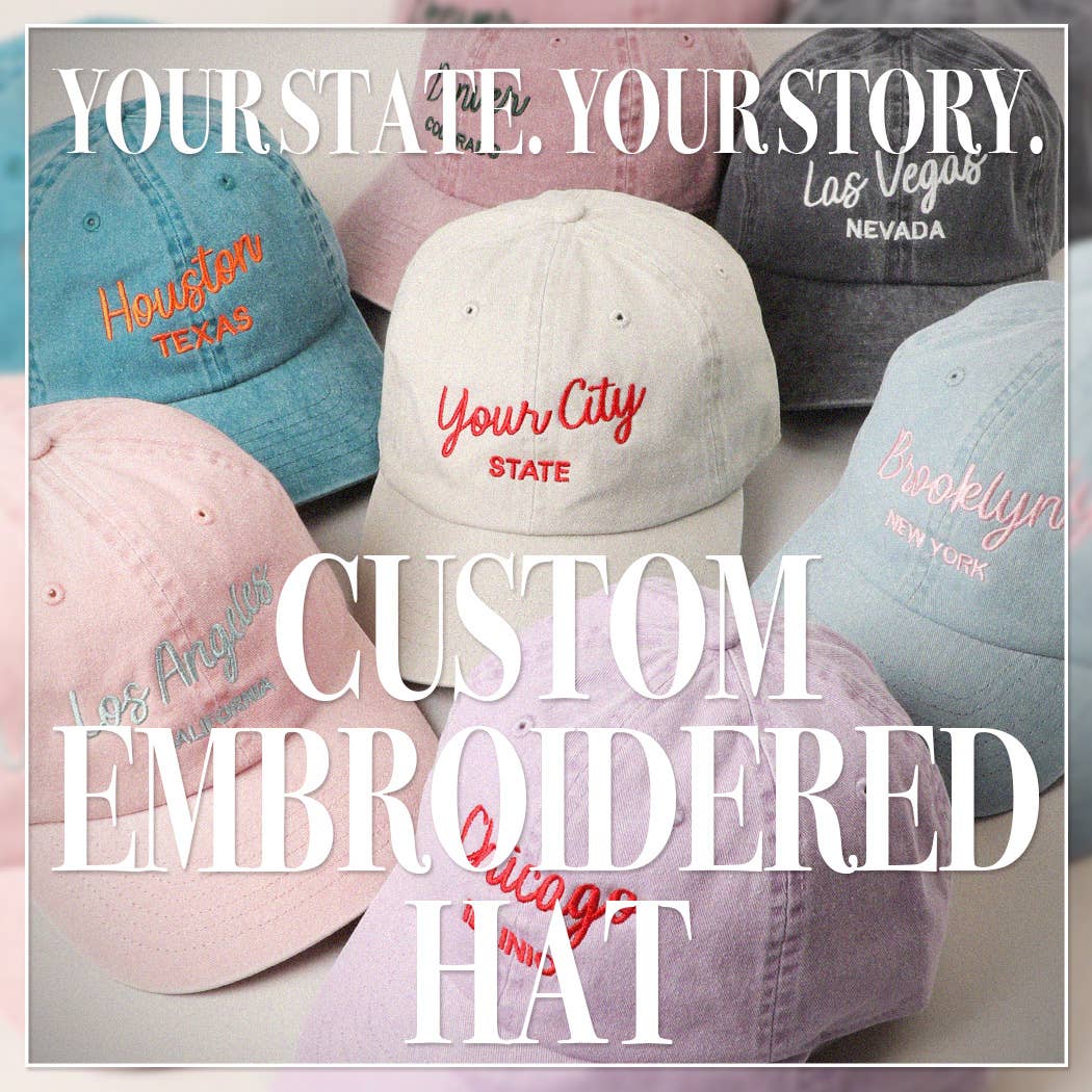 Fashion City – Boné de beisebol - Unissexo por atacado – Chapéu Lavado com Pigmento Personalizado – Bordado de Cidade e Estado0