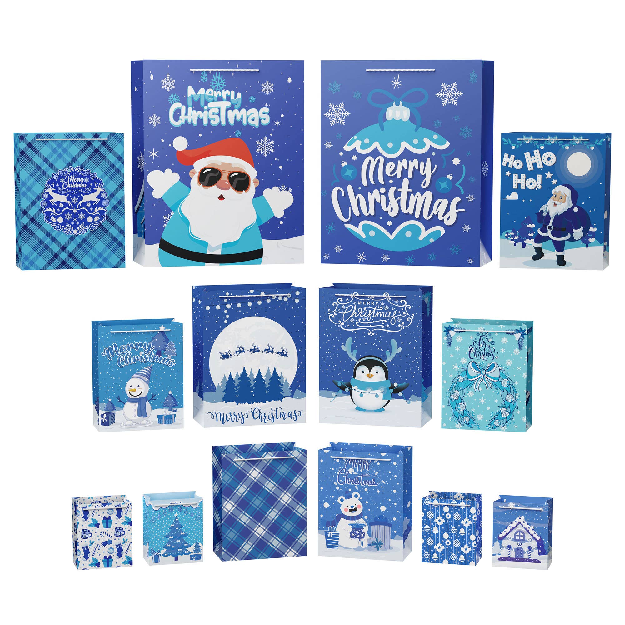 Presence - Wholesale Gift Bag Set/Pack - 28PCS Blue & White Christmas Gift Bags1
