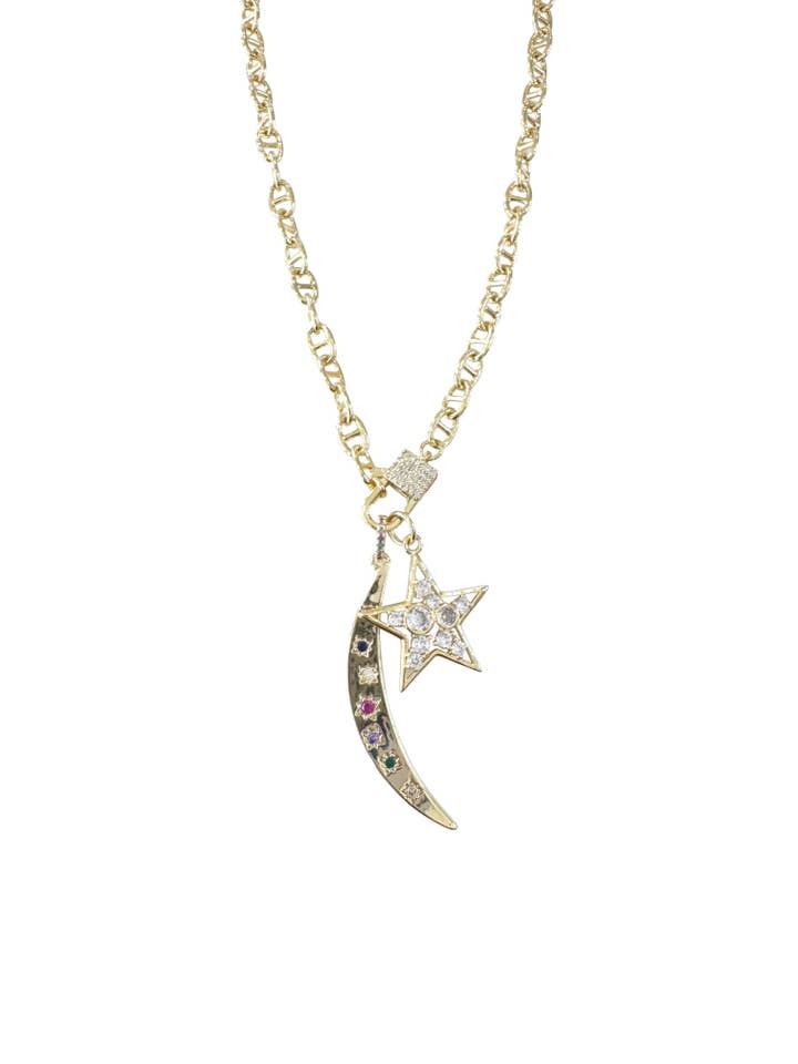 Rainbow Moon Necklace for wholesale by Gemelli