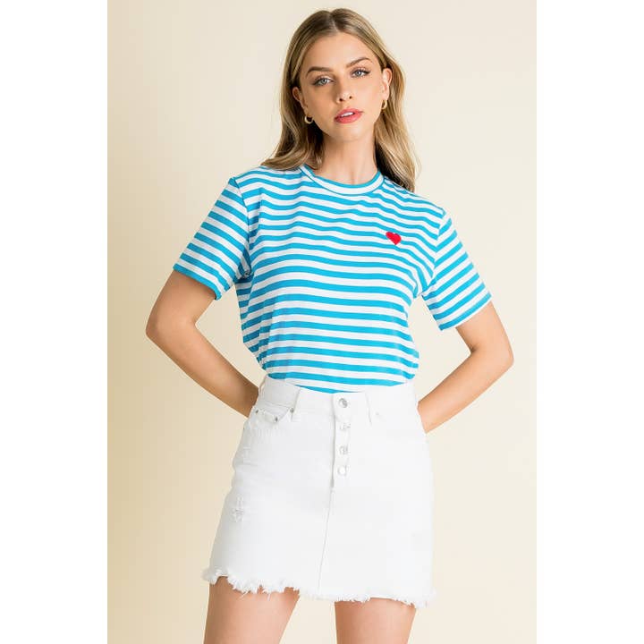 Gestreiftes Kurzarmstrickoberteil für den Großhandel von THML