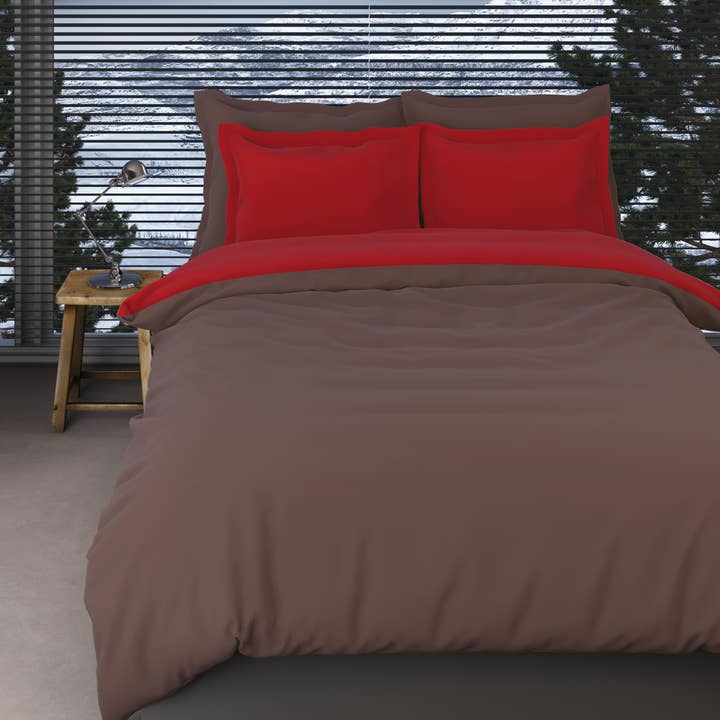 Romanette Flanell Bettbezug Comtesse Braun/Rot für den Großhandel von TEXTAP B.V.