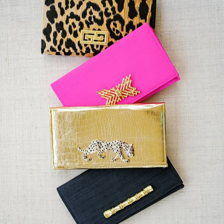 Garland Bags - Wholesale Clutch Bag - Women's - Hot Pink Dupioni Silk Cindy Clutch w/ Magnetic Snap