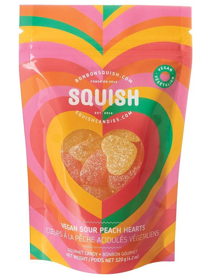 Vegan Sour Peach Hearts - Wholesale for wholesale by SQUISH