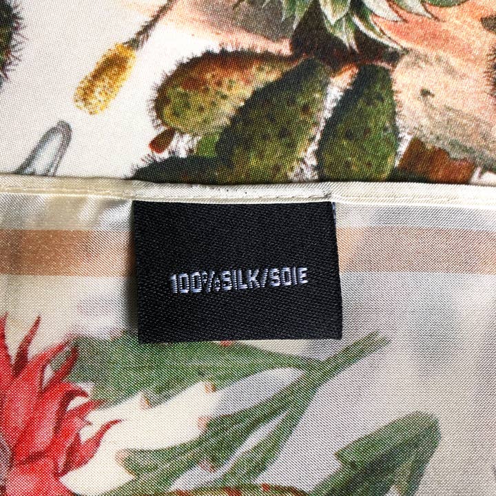 Curious Prints - Wholesale Sjaal - Dames - 100% Zijde Sjaal Botanische Cactus Zomer Bandana Wandkleed