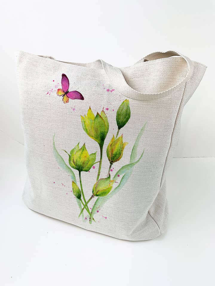 Large Linen/Canvas Tote Bag - Fragrance -Flowers Tulips for wholesale by Oladesign