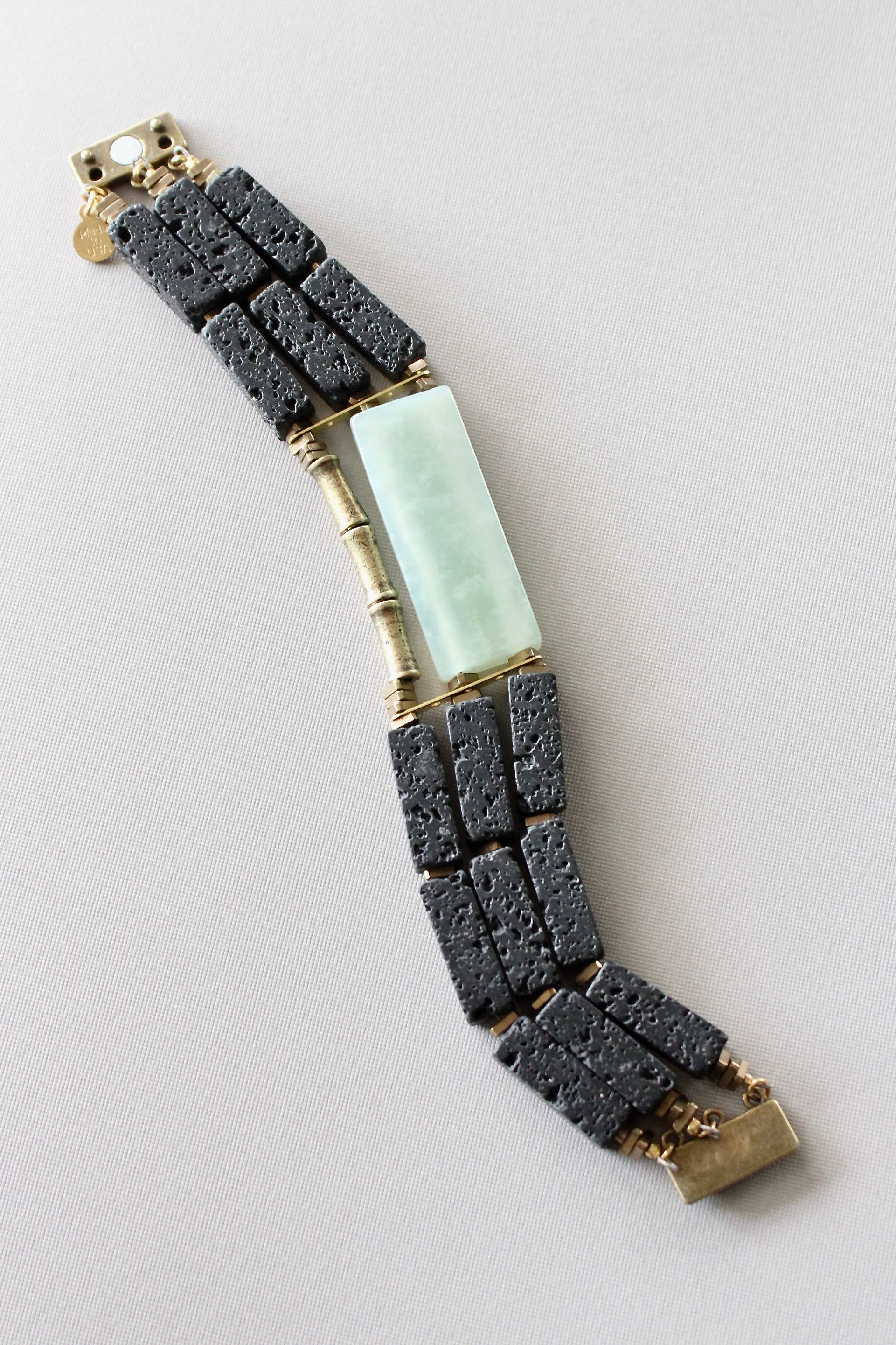 David Aubrey Jewelry - Wholesale Beaded Bracelet - TLDB04 Black stone and jade bracelet1