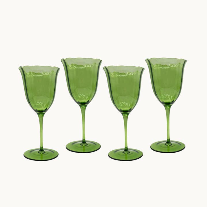 Duggan Society - Wholesale Drinking Glass/Cup - Lily green water glass set (set of 4)
