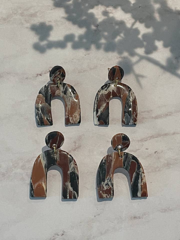 Cafe Mocha Arch Dangle Earrings for wholesale by Talk Unique