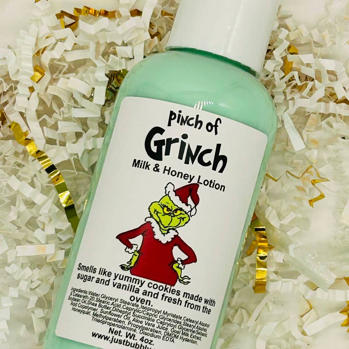 Just Bubbly - Wholesale Hand & Body Lotion - Pinch Of Grinch Milk & Honey Lotion **Seasonal Best Seller**5