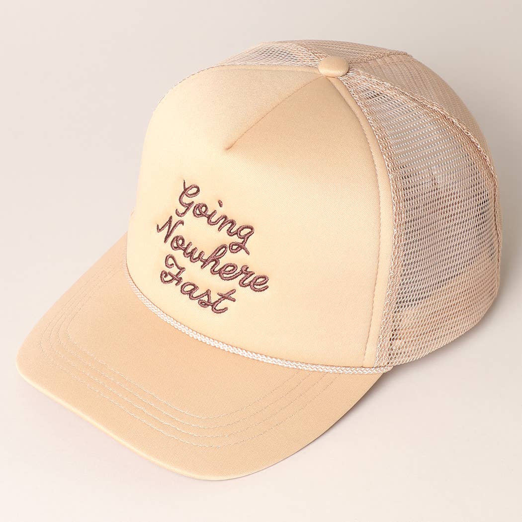 Fashion City – boné - Mulher por atacado – Chapéu de caminhoneiro em espuma de bordado rápido Going Nowhere8