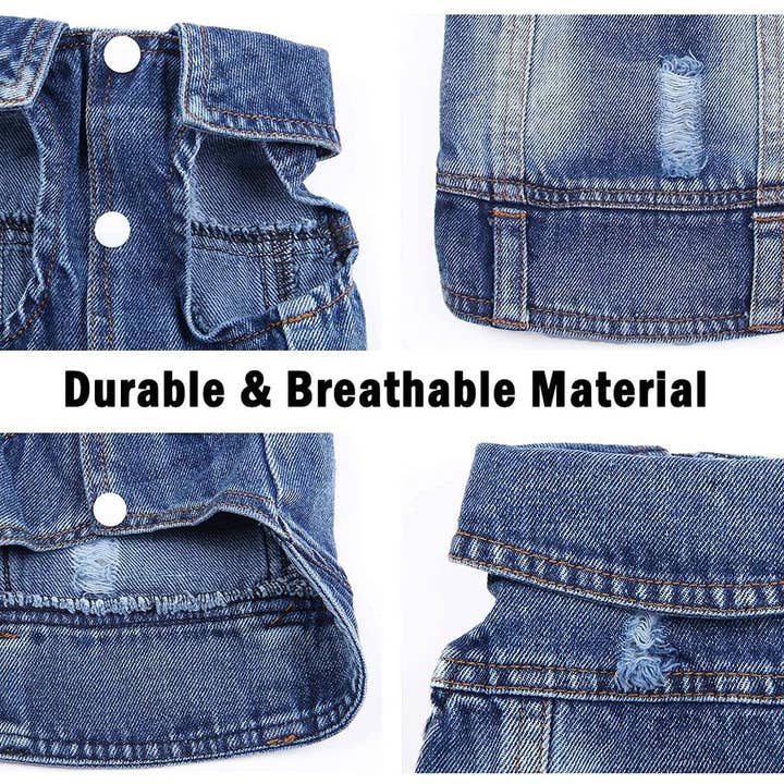 Furr-Baby Gifts - Wholesale Pet Sweater - Dog - Pet Dog Cat Blue Denim Jeans Jacket Coat Vest3